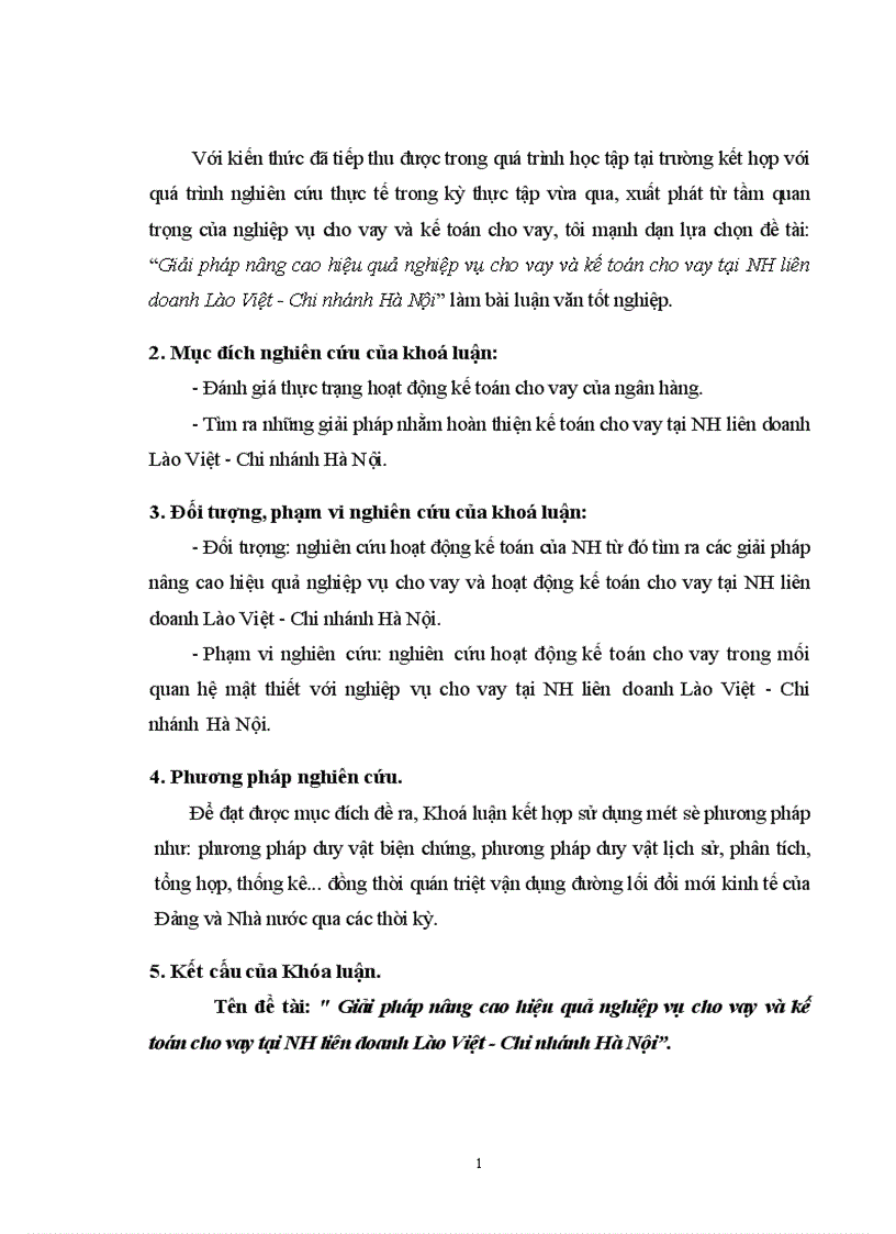 image for page Giải pháp nâng cao hiệu quả nghiệp vụ cho vay và kế toán cho vay tại NH liên doanh Lào Việt Chi nhánh Hà Nội 1