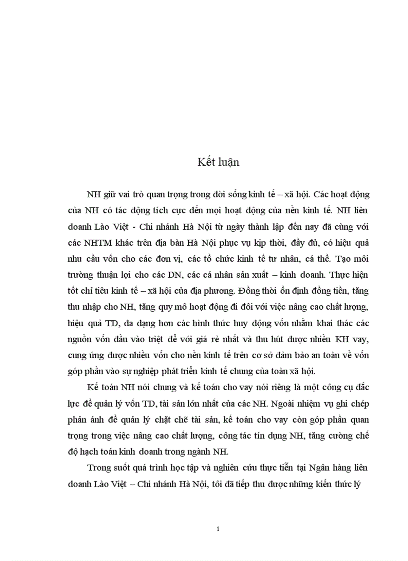 image for page Giải pháp nâng cao hiệu quả nghiệp vụ cho vay và kế toán cho vay tại NH liên doanh Lào Việt Chi nhánh Hà Nội 1