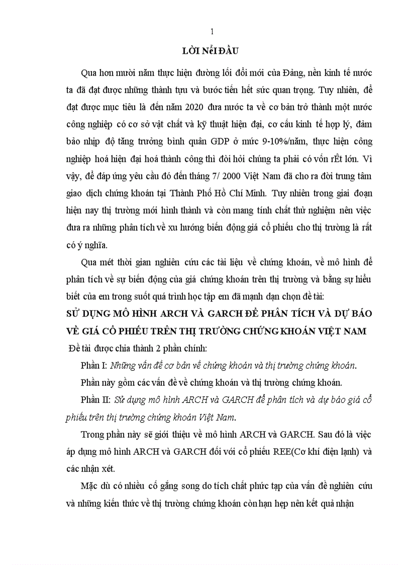 image for page Sử dụng mô hình arch và garch để phân tích và dự báo về giá cổ phiếu trên thị trường chứng khoán việt nam 1