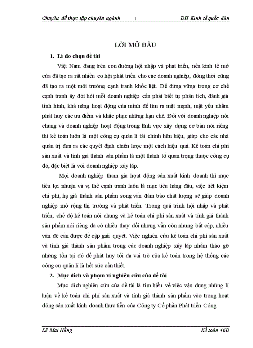image for page Hoàn thiện kế toán chi phí sản xuất và tính giá thành sản phẩm xây lắp tại Công ty Cổ phần Phát triển Công trình Viễn thông 1