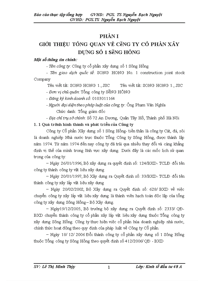 image for page Báo cáo thực tập tổng hợp tại Công ty cổ phần xây dựng số 1 sông hồng