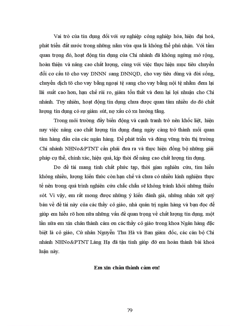 image for page Giải pháp nâng cao Chất lượng tín dụng tại Chi nhánh NHNo PTNT Láng Hạ