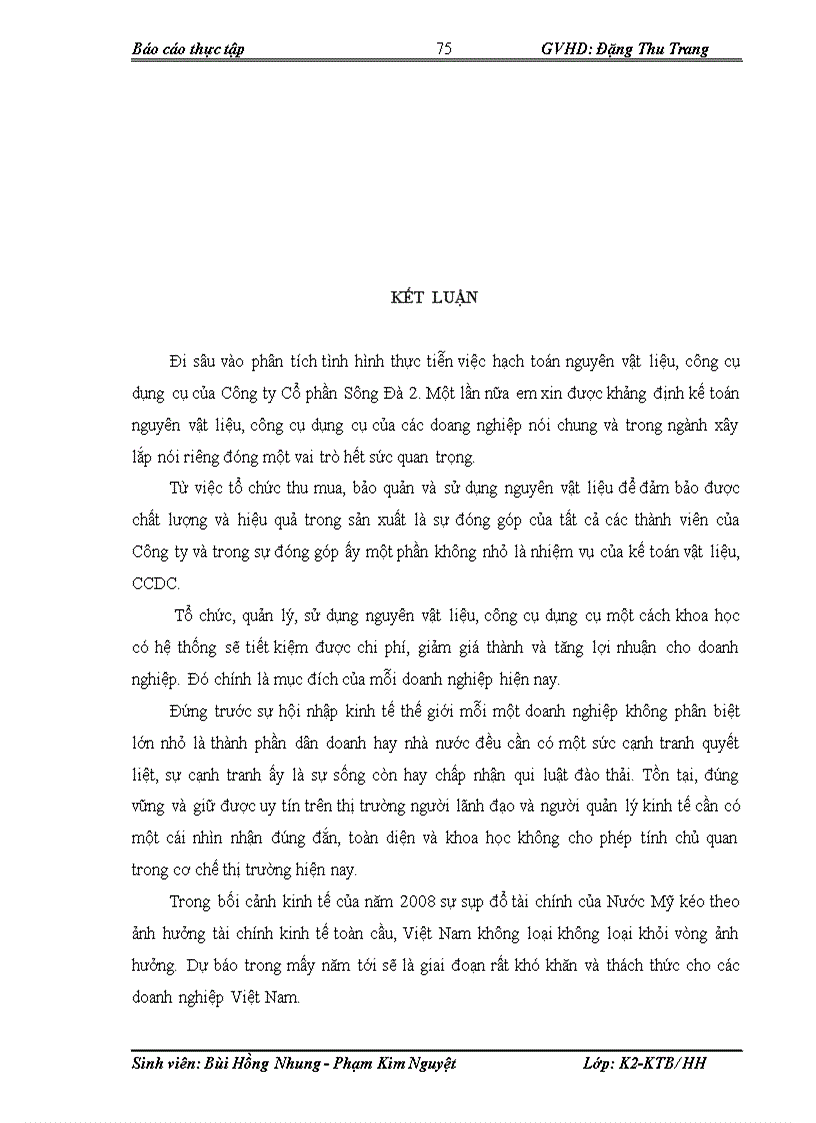 image for page Hoàn thiện hạch toán nguyên vật liệu công cụ dụng cụ tại Công ty Cổ phần Sông Đà 2 1