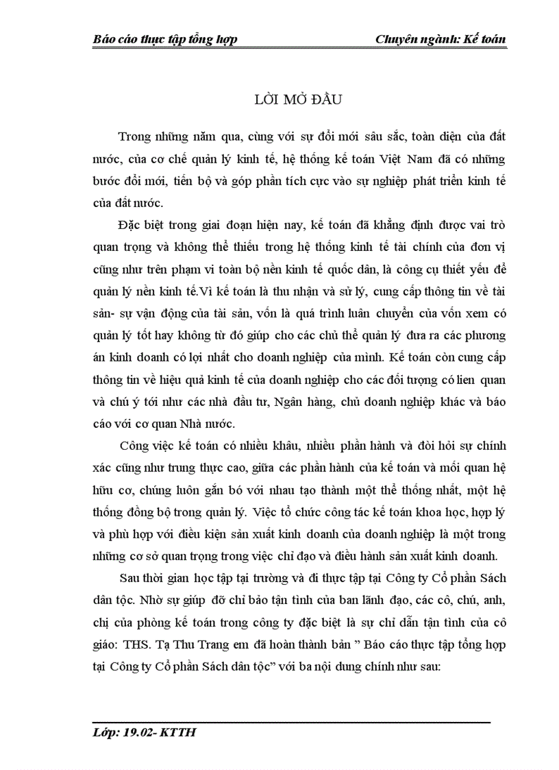 image for page Tổ chức bộ máy kế toán và hệ thống kế toán tại Công ty Cổ phần Sách dân tộc 1