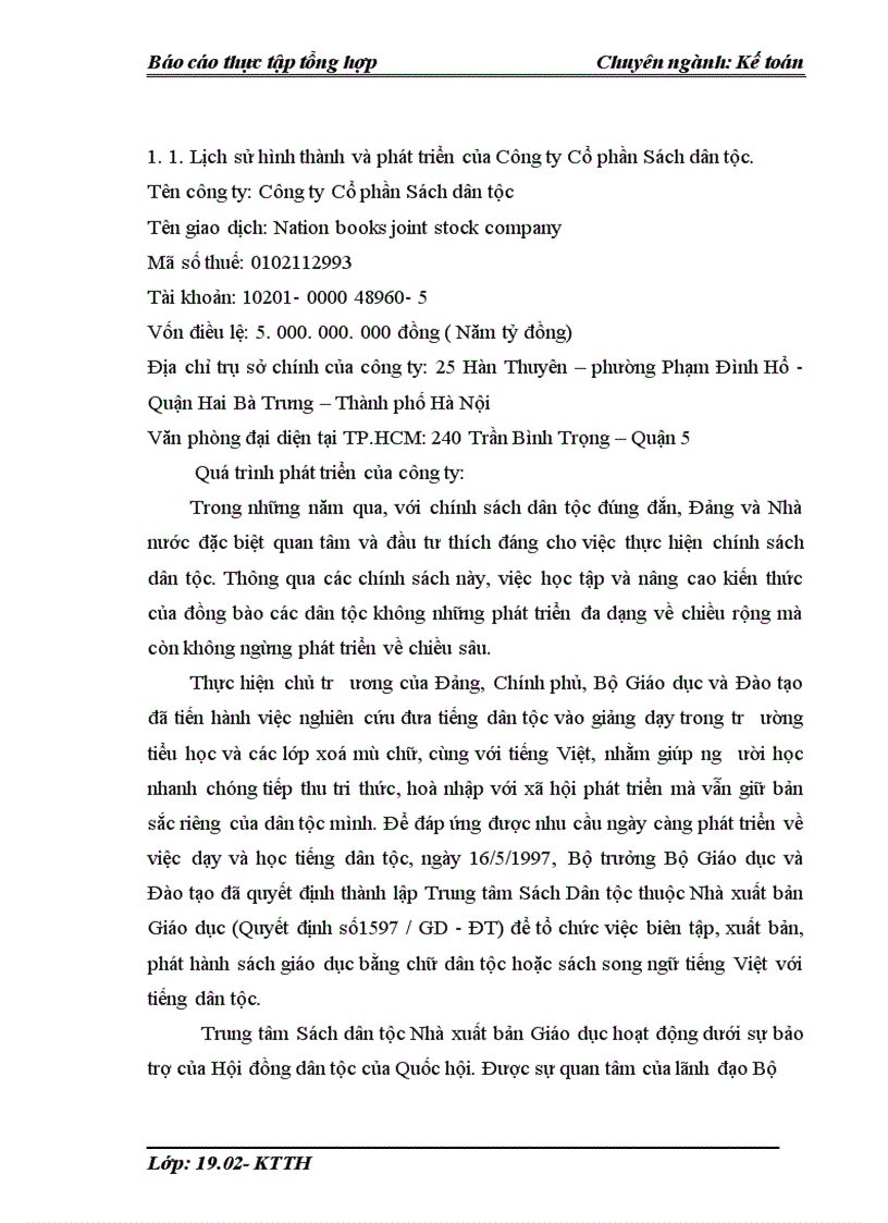 image for page Tổ chức bộ máy kế toán và hệ thống kế toán tại Công ty Cổ phần Sách dân tộc 1