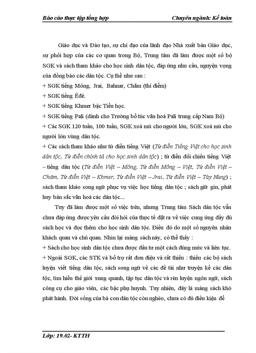 image for page Tổ chức bộ máy kế toán và hệ thống kế toán tại Công ty Cổ phần Sách dân tộc 1