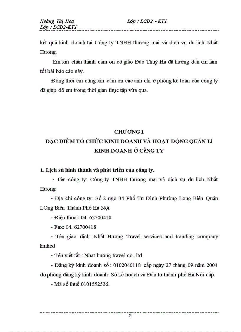 image for page Hình thức kế toán và tổ chức bộ máy kế toán tại Công ty TNHH thương mại và dịch vụ du lịch Nhất Hương