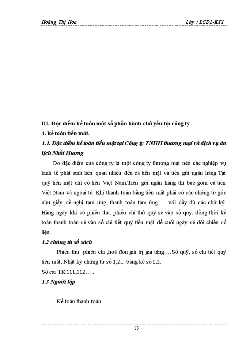 image for page Hình thức kế toán và tổ chức bộ máy kế toán tại Công ty TNHH thương mại và dịch vụ du lịch Nhất Hương
