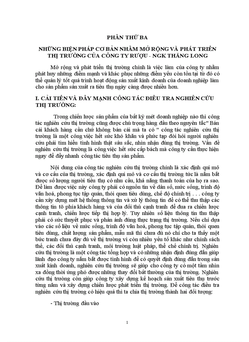 image for page Những biện pháp cơ bản để mở rộng và phát triển thị trường của công ty Rượu NGK Thăng Long