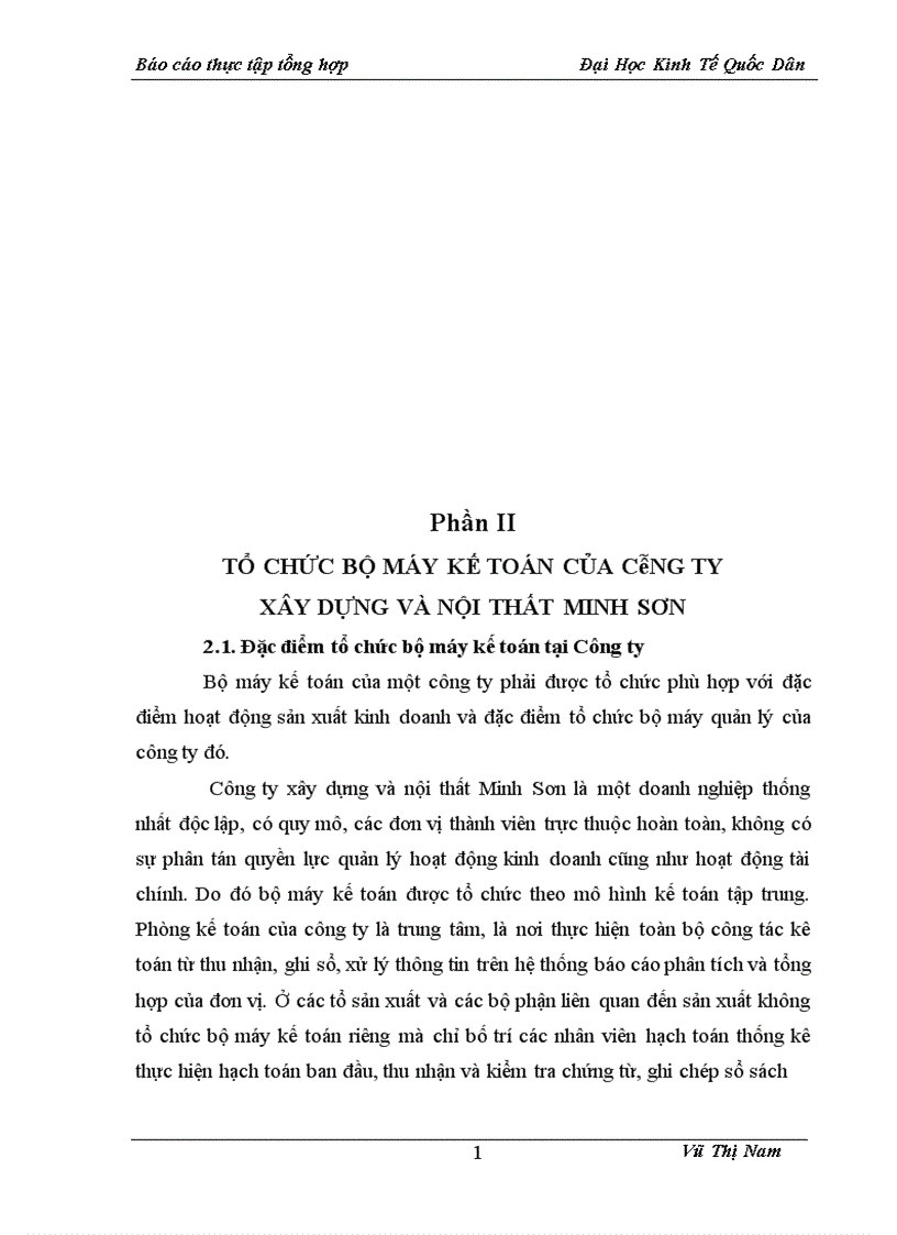 image for page Đánh giá nhận xét về tổ chức kế toán tại Công ty xây dựng và nội thất Minh Sơn