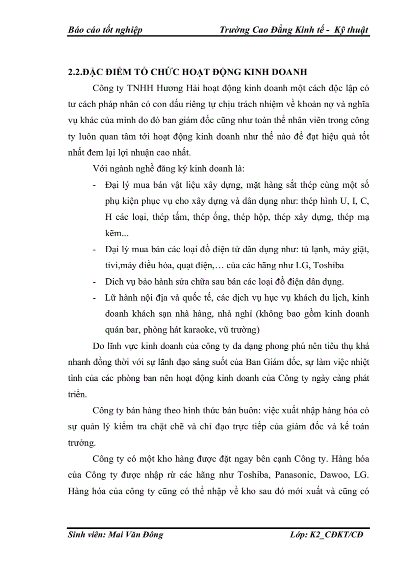 image for page Kế toán lưu chuyển hàng hoá và xác định kết quả tiêu thụ hàng hoá tại Công ty TNHH Hương Hải