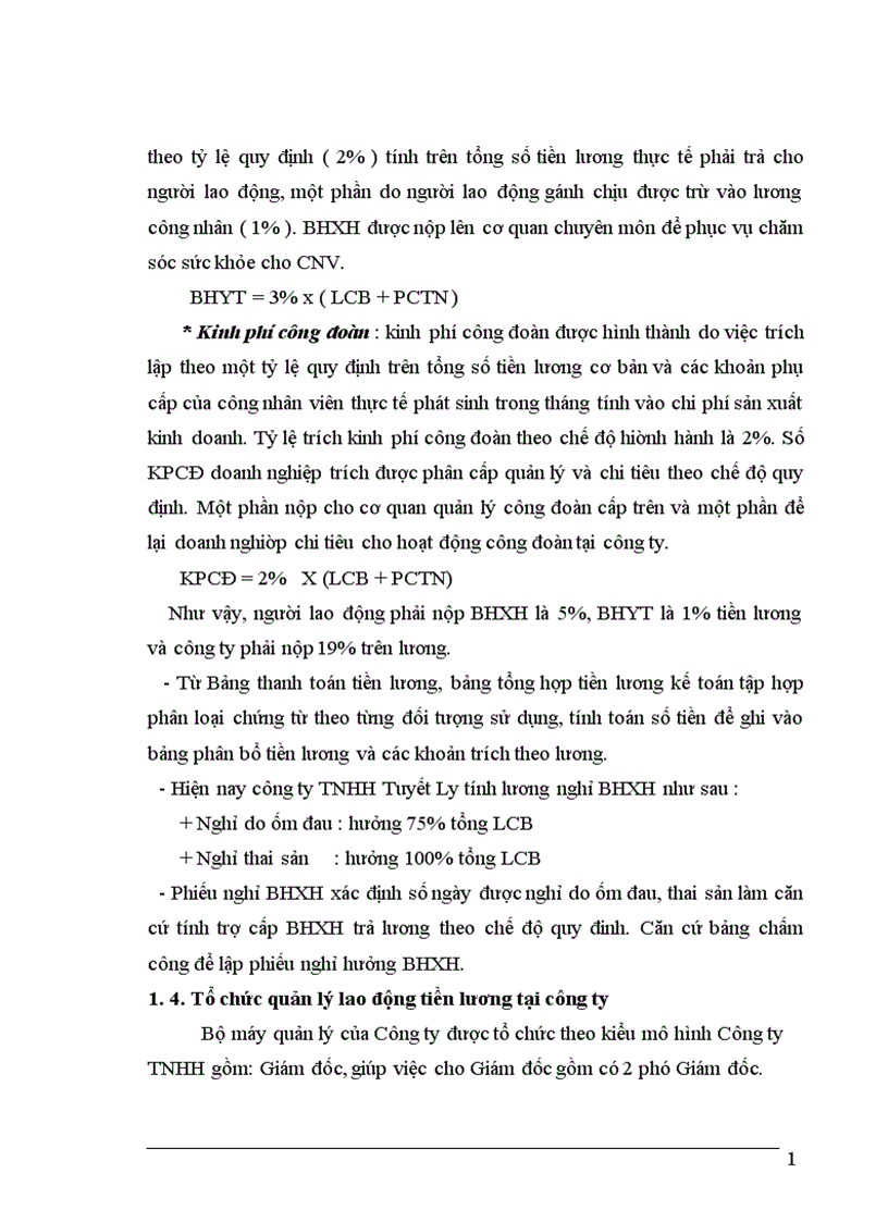 image for page Hoàn thiện kế toán tiền lương và các khoản trích theo lương tại Công ty TNHH Tuyết Ly 1