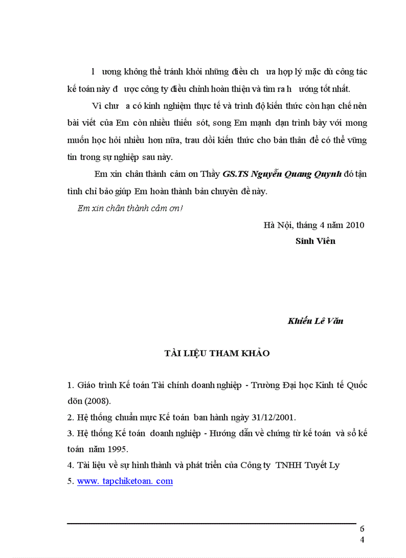 image for page Hoàn thiện kế toán tiền lương và các khoản trích theo lương tại Công ty TNHH Tuyết Ly 1