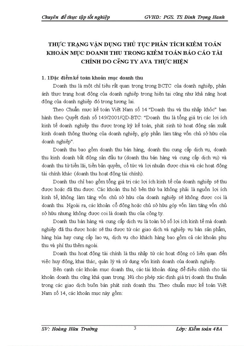 image for page Vận dụng thủ tục phân tích với kiểm toán khoản mục doanh thu trong kiểm toán báo cáo tài chính tại Công ty trách nhiệm hữu hạn tư vấn kế toán và kiểm toán Việt Nam AVA 1