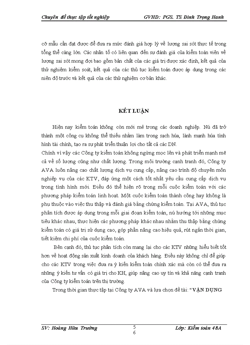 image for page Vận dụng thủ tục phân tích với kiểm toán khoản mục doanh thu trong kiểm toán báo cáo tài chính tại Công ty trách nhiệm hữu hạn tư vấn kế toán và kiểm toán Việt Nam AVA 1