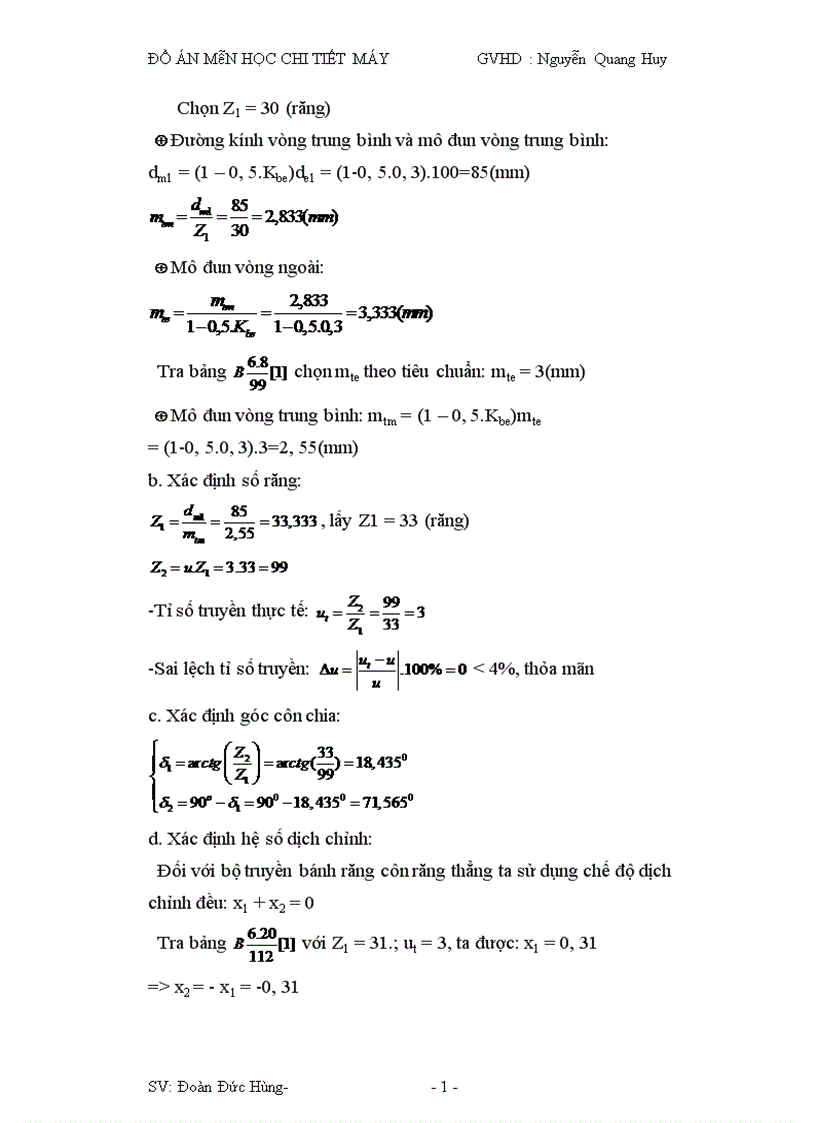 image for page Tính toán truyền động bánh răng côn răng thẳng