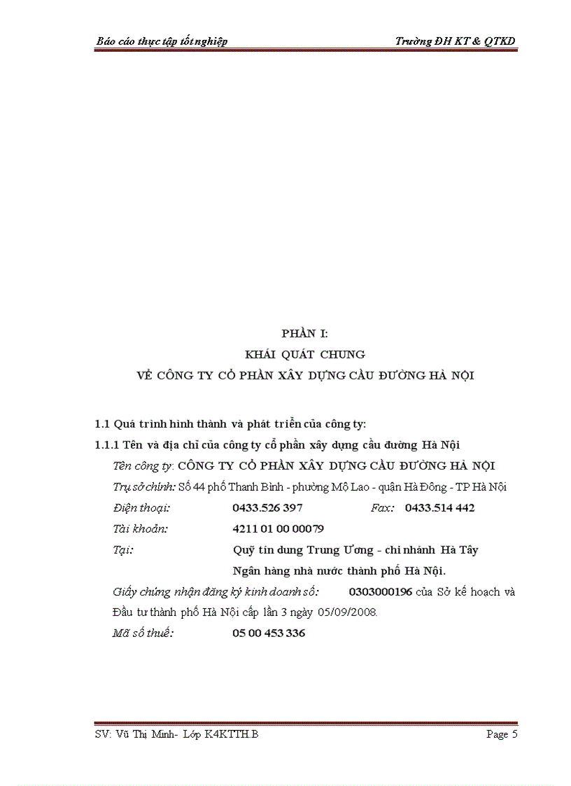 image for page Báo cáo thực tập tại công ty Cổ phần xây dựng cầu đường Hà Nội