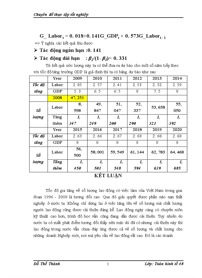 image for page Ứng dụng mô hình trễ koyck trong phân tích ảnh hưởng ngắn hạn và dài hạn của tăng trưởng GDP thực tế tới tăng trưởng Việc Làm và đưa ra một số dự báo