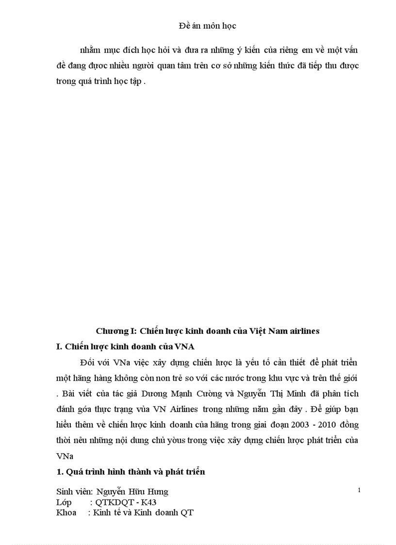 image for page Chiến lược kinh doanh của Việt Nam Airlines