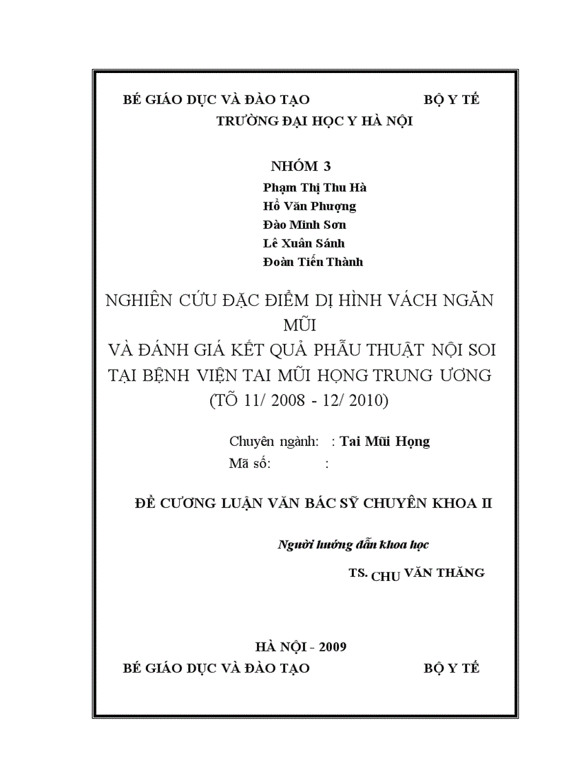 image for page Nghiên cứu đặc điểm dị hình vách ngăn mũi và đánh giá kết quả phẫu thuật nội soi chỉnh hình vách ngăn tại bệnh viện Tai Mũi Họng Trung ương