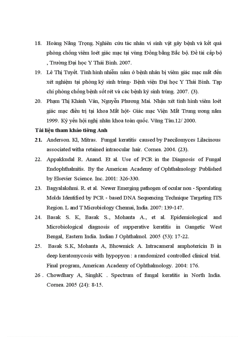 image for page Định danh căn nguyên nấm gây viêm loét giác mạc phân lập được tại bệnh viện mắt trung ương năm 2008 bằng giải trình tự gen