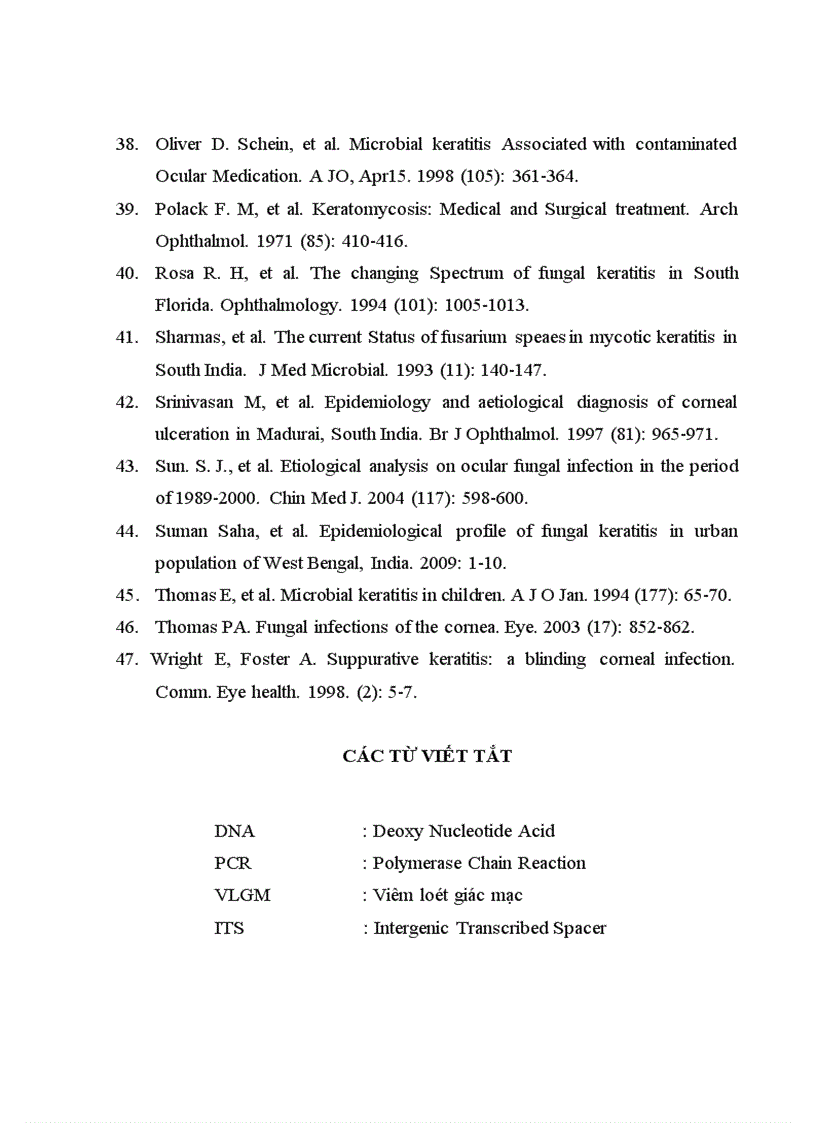 image for page Định danh căn nguyên nấm gây viêm loét giác mạc phân lập được tại bệnh viện mắt trung ương năm 2008 bằng giải trình tự gen