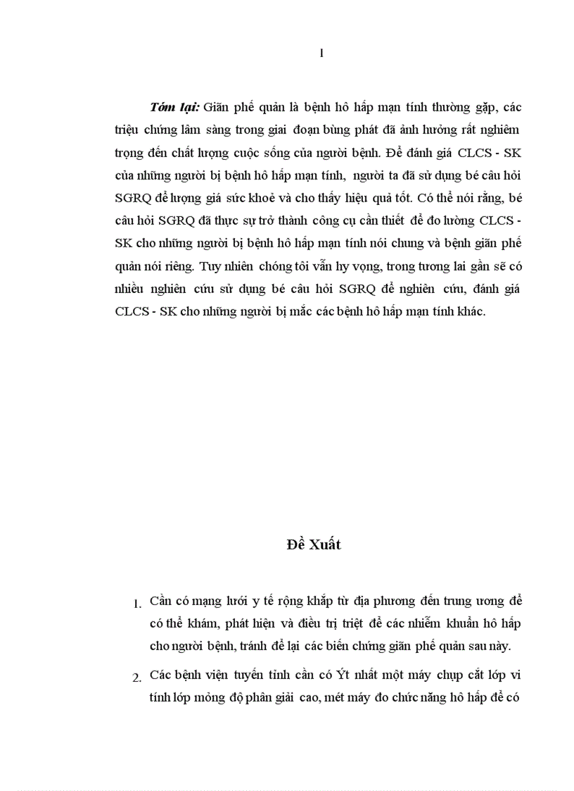 image for page Đo lường chỉ số CLCS SK ở bệnh nhân đợt cấp giãn phế quản điều trị tại khoa Hô hấp Bệnh viện Bạch Mai bằng bộ câu hỏi St George s phiên bản tiếng Việt