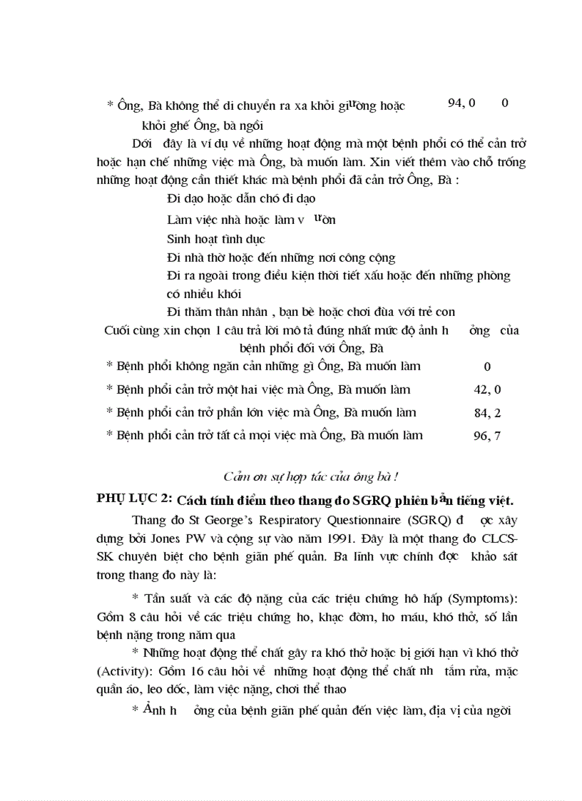 image for page Đo lường chỉ số CLCS SK ở bệnh nhân đợt cấp giãn phế quản điều trị tại khoa Hô hấp Bệnh viện Bạch Mai bằng bộ câu hỏi St George s phiên bản tiếng Việt