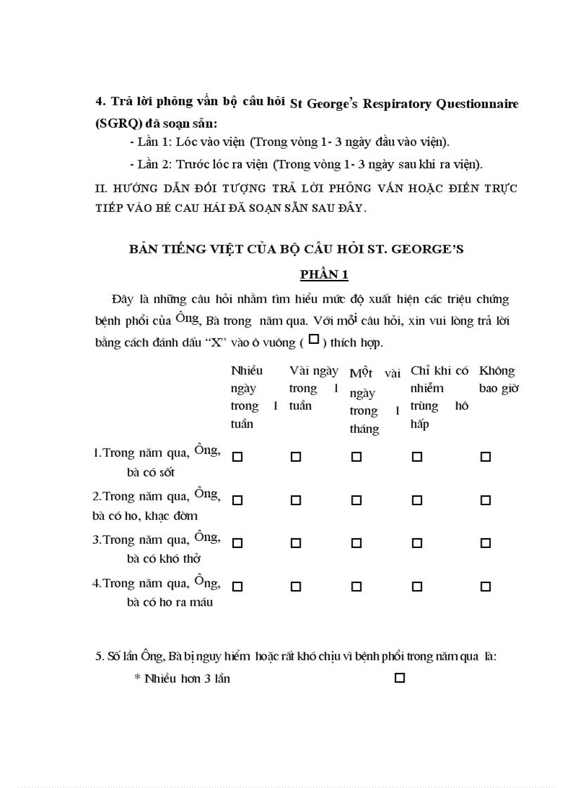 image for page Đo lường chỉ số CLCS SK ở bệnh nhân đợt cấp giãn phế quản điều trị tại khoa Hô hấp Bệnh viện Bạch Mai bằng bộ câu hỏi St George s phiên bản tiếng Việt
