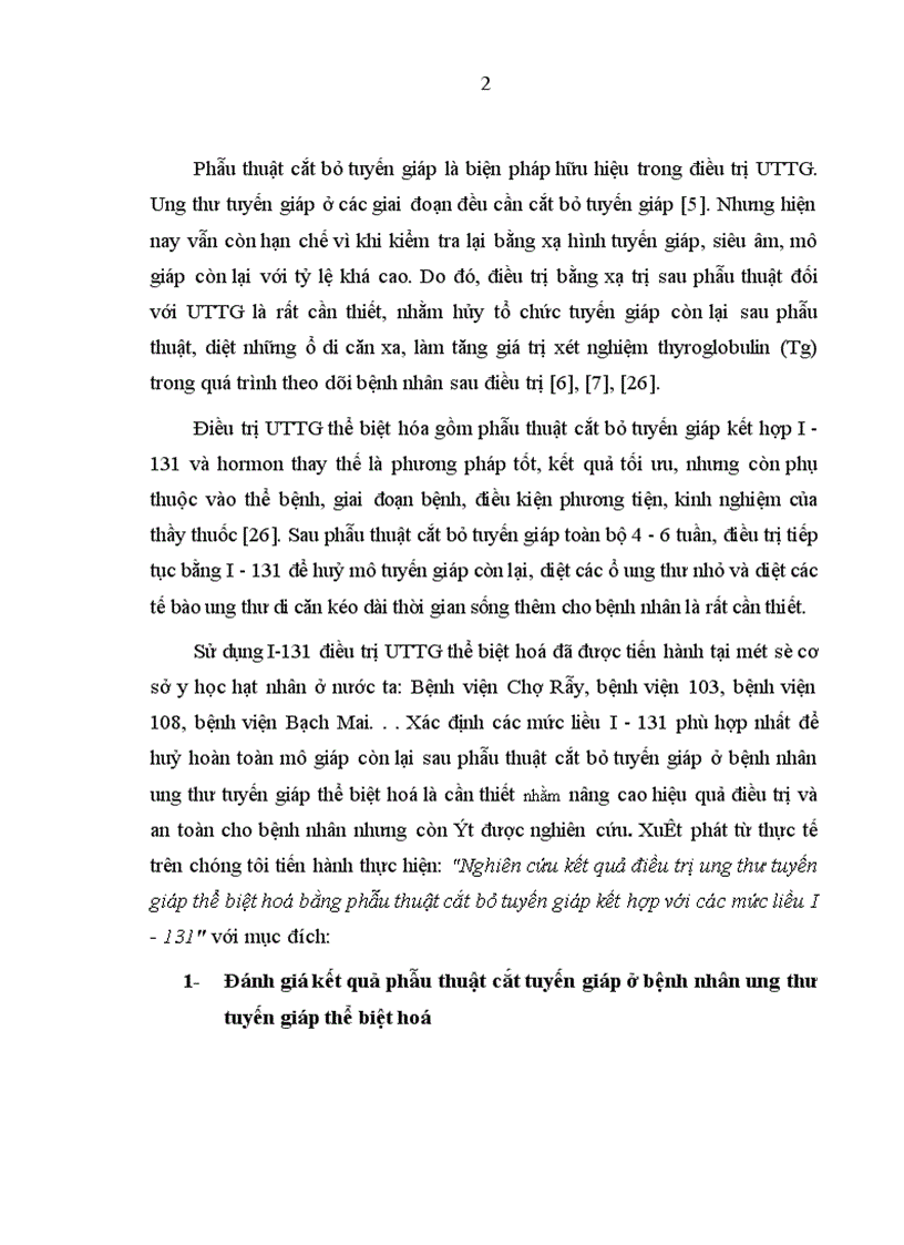 image for page Nghiên cứu kết quả điều trị ung thư tuyến giáp thể biệt hoá bằng phẫu thuật cắt bỏ tuyến giáp kết hợp với các mức liều I 131