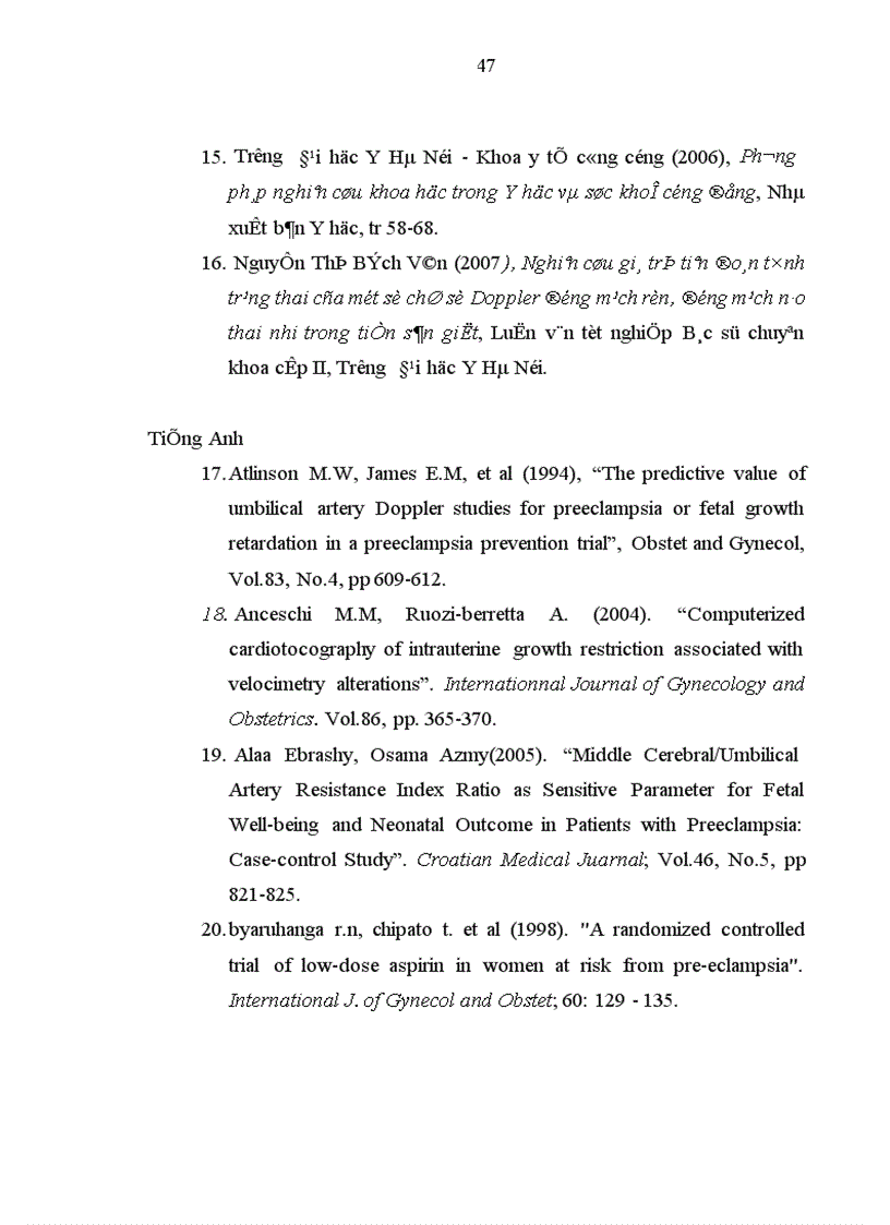 image for page Nghiên cứu giá trị tiên đoán tình trạng thai của một số thăm dò trên bệnh nhân tiền sản giật tại bvpstw