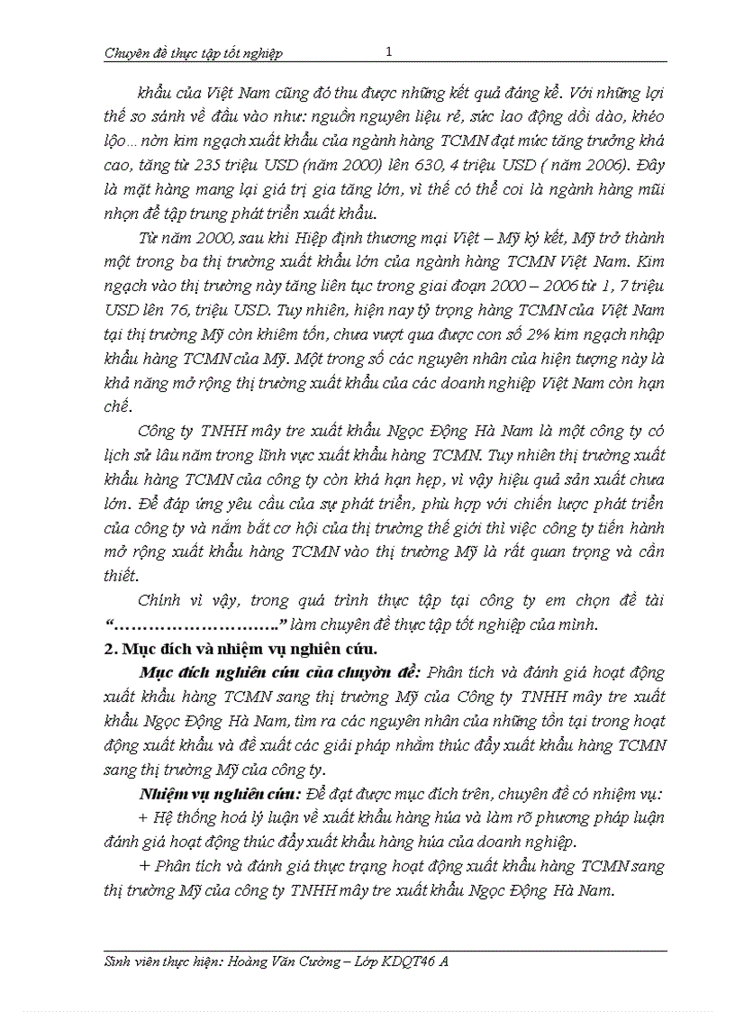 Giải pháp thu c đâ y xuất khẩu hàng tcmn sang thị trường mỹ của Công ty TNHH mây tre xuất khẩu Ngọc Động Hà Nam