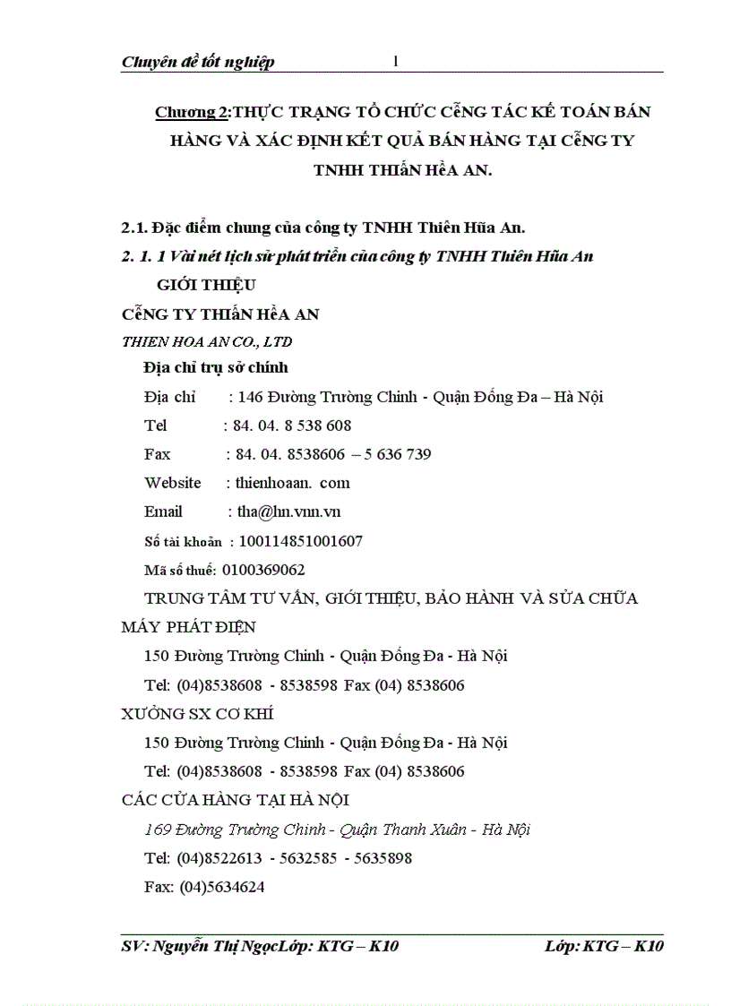 image for page Tổ chức công tác kế toán doanh thu bán hàng và xác định kết quả bán hàngtại công ty trách nhiệm hữu hạn Thiên Hòa An