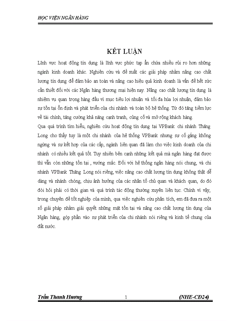 image for page Nâng cao chất lượng tín dụng tại VPbank chi nhánh Thăng Long Thực trạng và Giải pháp 1