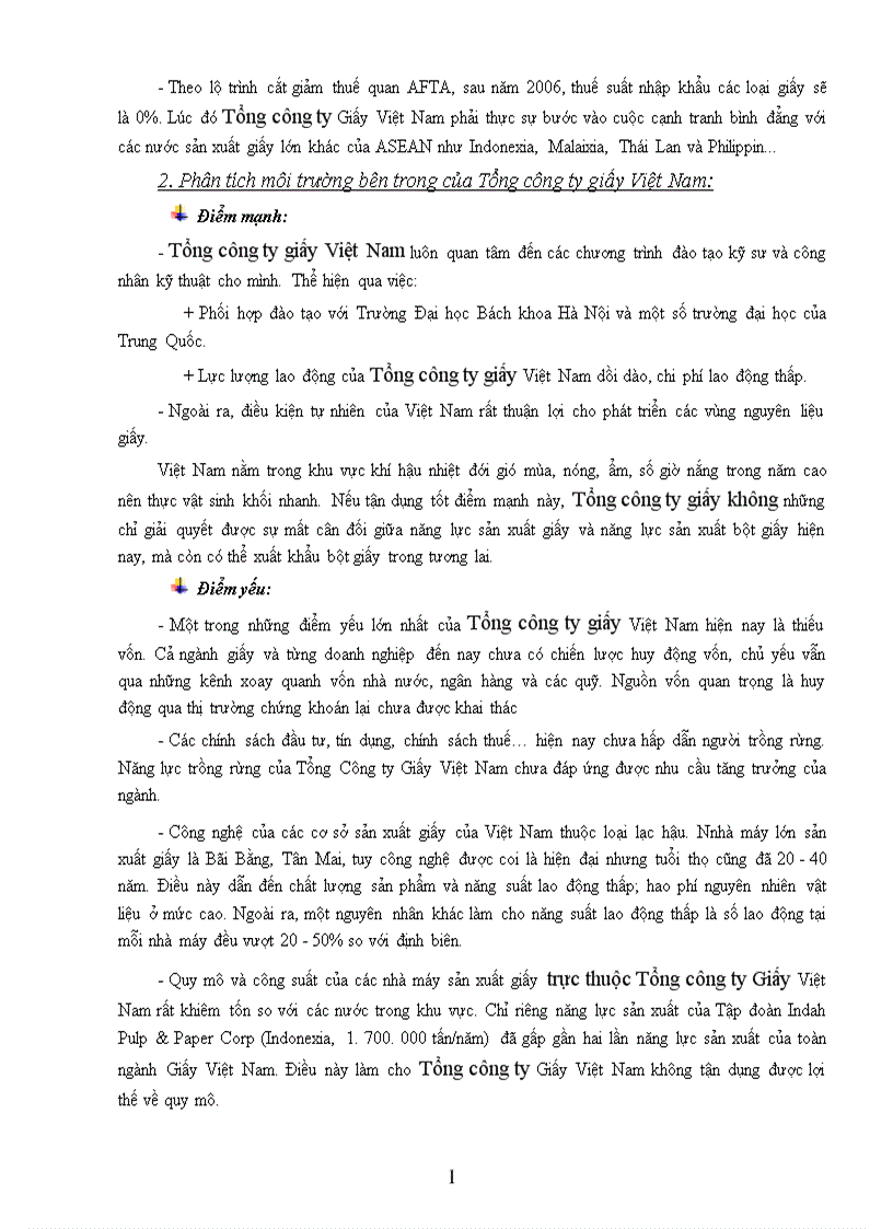 image for page Sử dụng mô hình SWOT phân tích môi trường kinh doanh Tổng công ty giấy việt nam