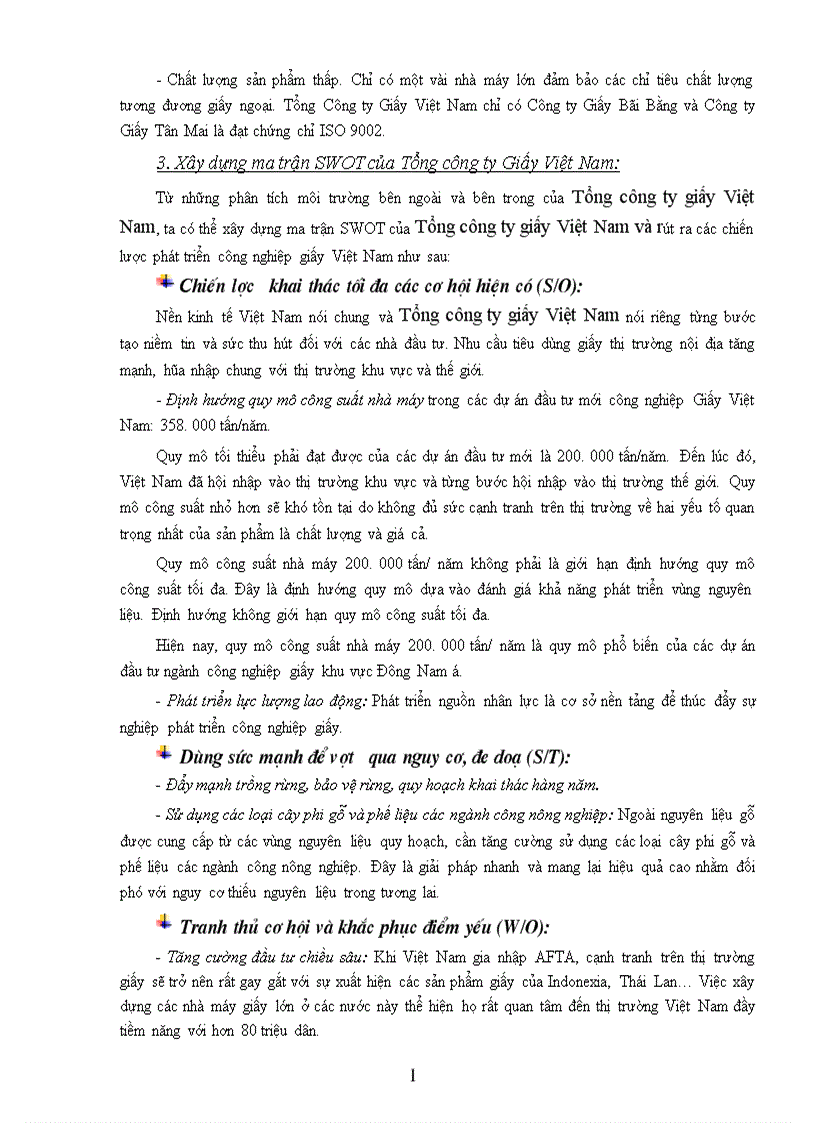 image for page Sử dụng mô hình SWOT phân tích môi trường kinh doanh Tổng công ty giấy việt nam