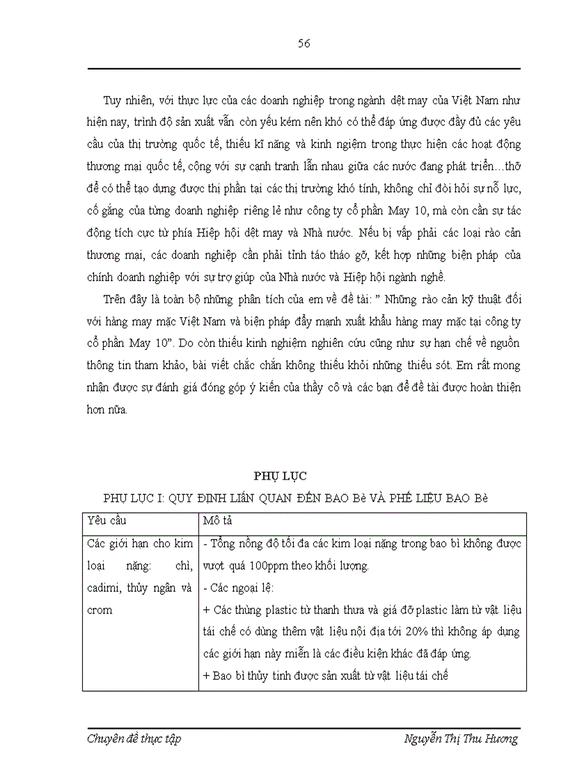 image for page Những rào cản kỹ thuật đối với hàng may mặc Việt Nam và biện pháp đẩy mạnh xuất khẩu hàng may mặc tại công ty cổ phần May 10 1