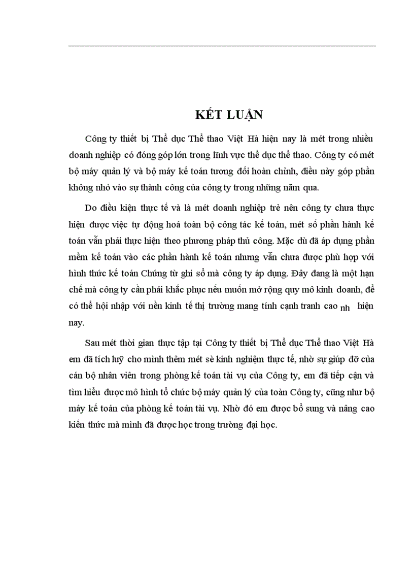 image for page Tổ chức bộ máy và tổ chức công tác kế toán công ty TNHH Thiết bị thể dục thể thao Việt Hà 1