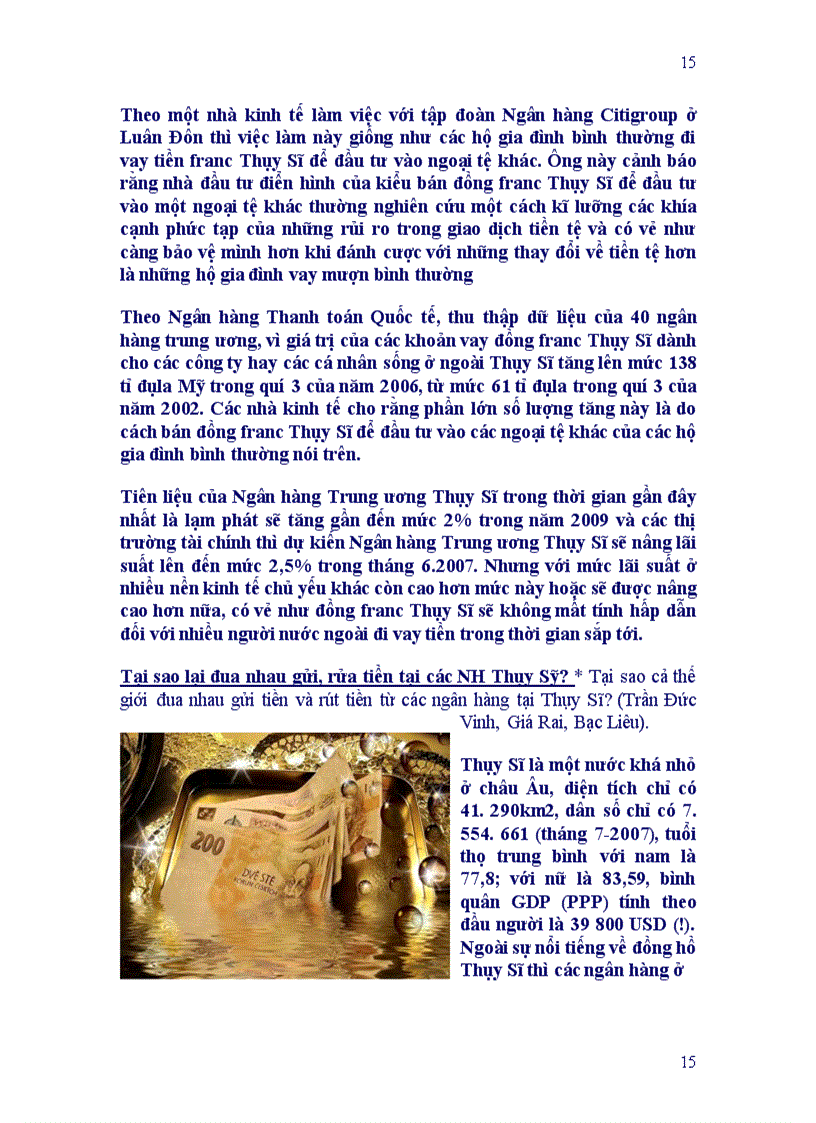 image for page Thụy sĩ Thị trường tiền tệ liên ngân hàng