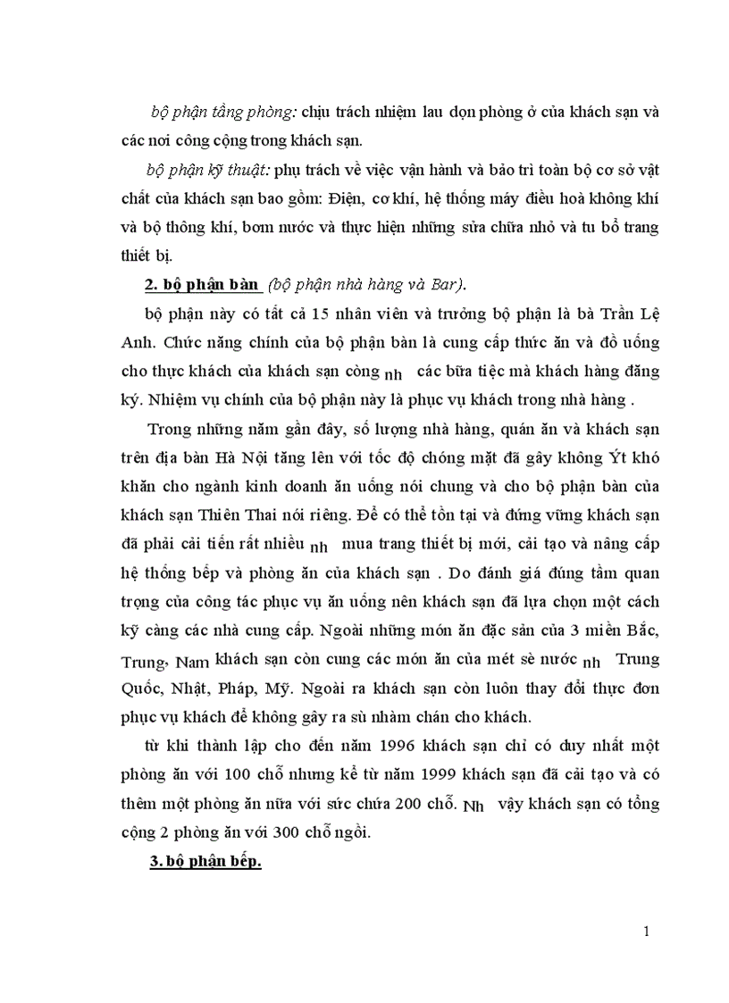 image for page Khái quát sản xuất kinh doanh và tổ chức quản lý của khách sạn Thiên Thai