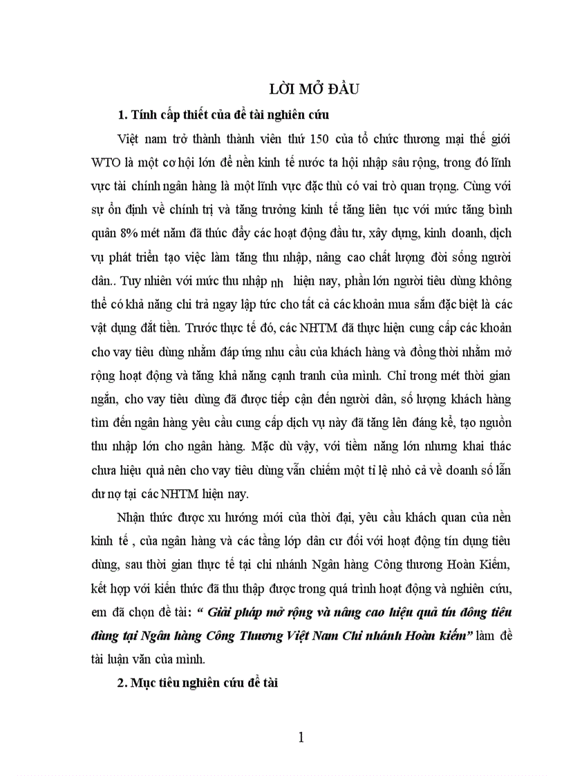 image for page Giải pháp mở rộng và nâng cao hiệu quả tín dụng tiêu dùng tại Ngân hàng Công Thương Việt Nam Chi nhánh Hoàn kiếm 1