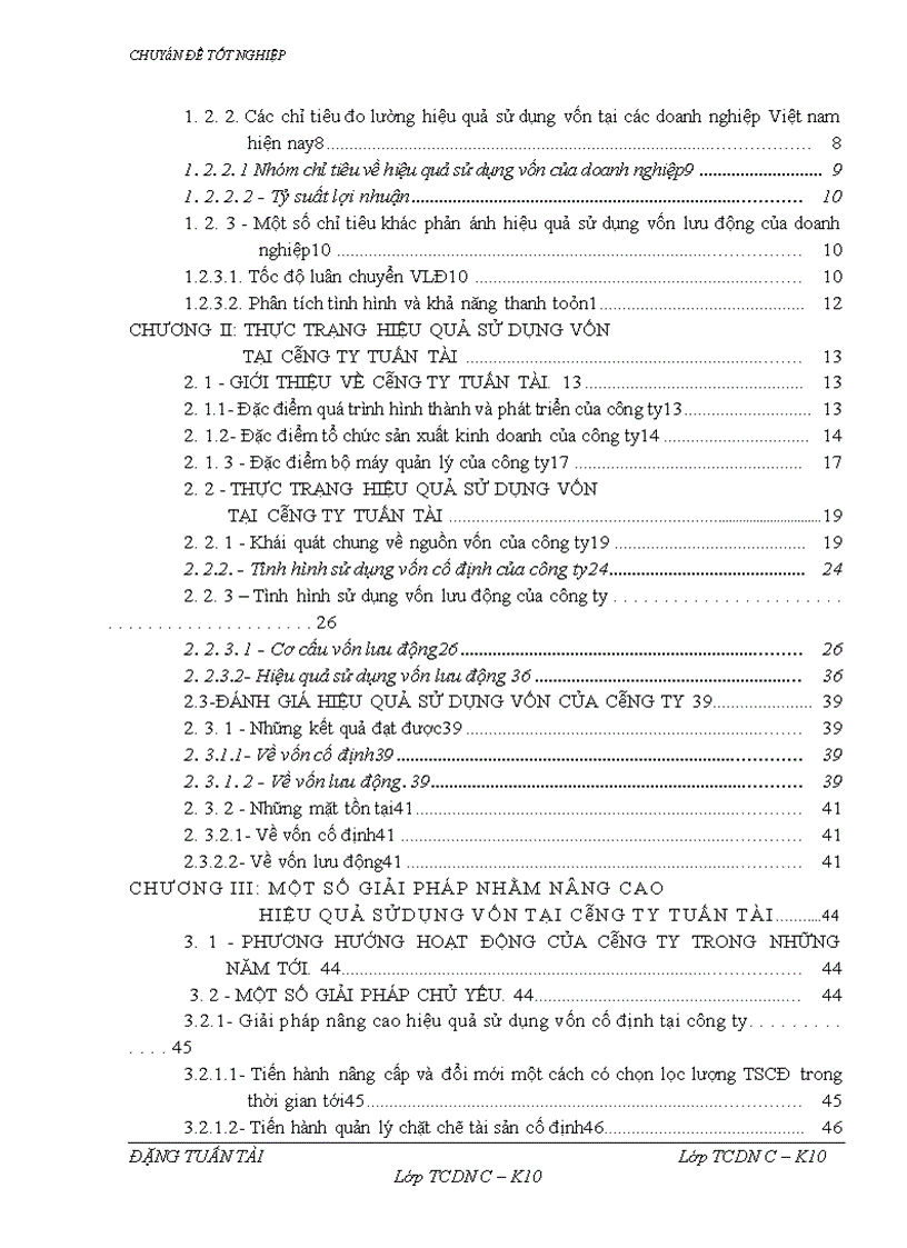 image for page Một số vấn đề về vốn và giải pháp nâng cao hiệu quả sử dụng vốn tại Công ty Tuấn Tài