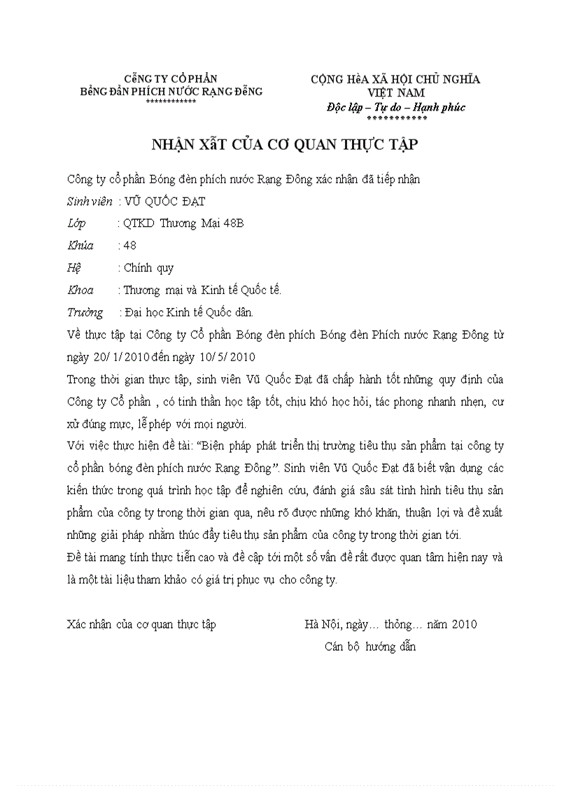 image for page Biện pháp phát triển thị trường tiêu thụ sản phẩm tại Công ty cổ phần Bóng đèn phích nước Rạng Đông