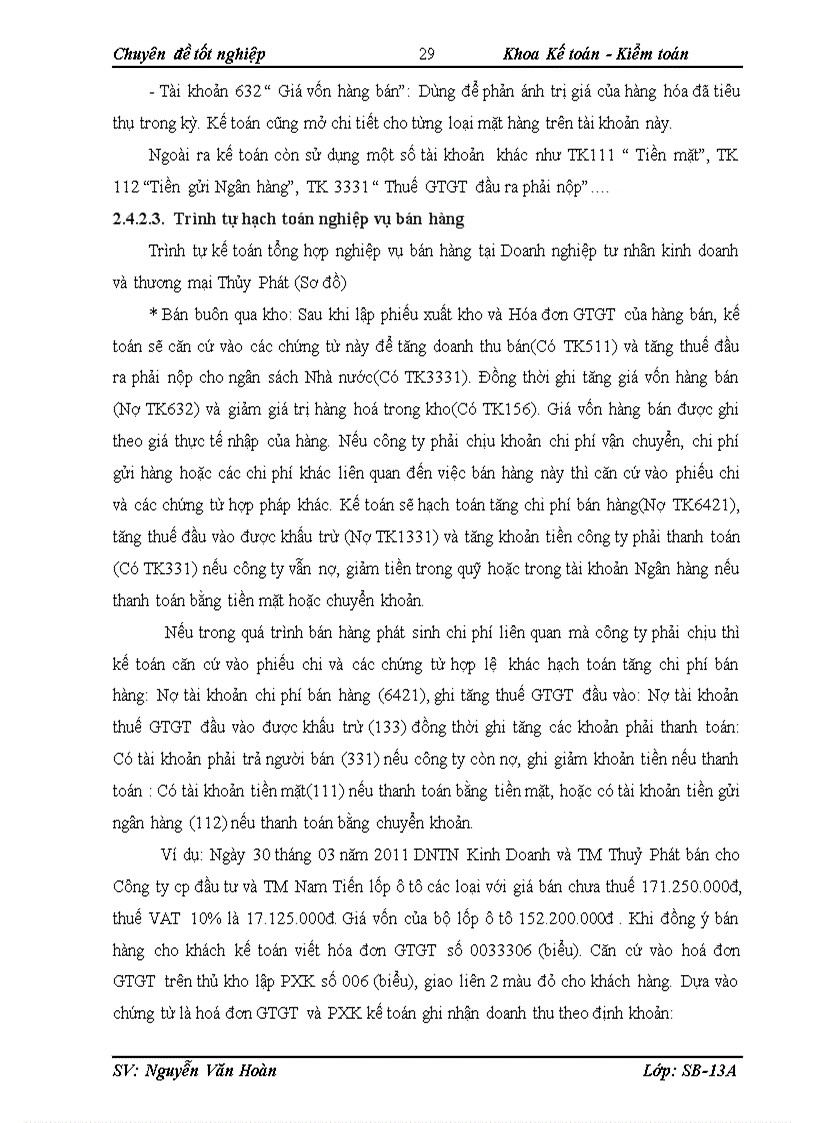 image for page Kế toán bán hàng săm lốp ô tô tại Doanh nghiệp tư nhân kinh doanh và thương mại Thủy Phát 1