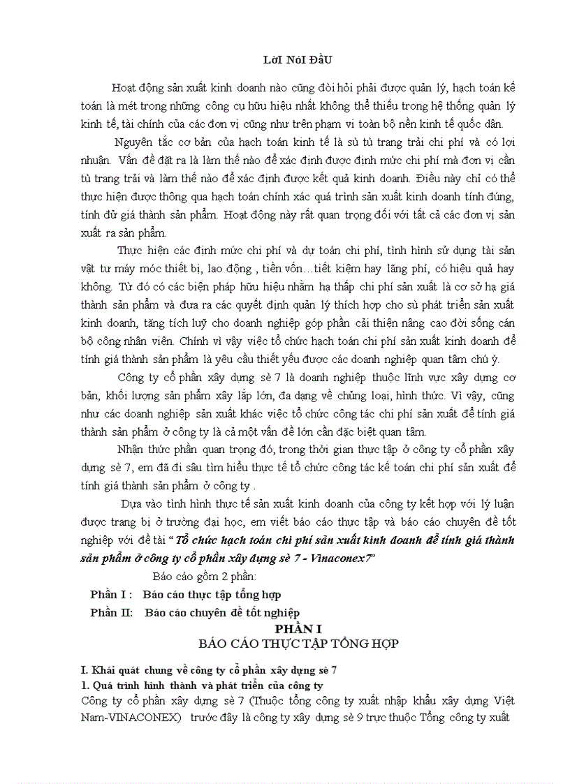 image for page Tổ chức hạch toán chi phí sản xuất kinh doanh để tính giá thành sản phẩm ở công ty cổ phần xây dựng số 7 Vinaconex7 1