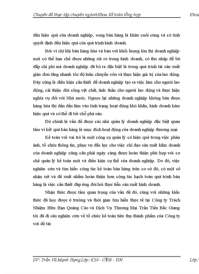 image for page Hoàn thiện kế toán tiêu thụ thành phẩm tại Công ty trách nhiệm hữu hạn quảng cáo và dịch vụ thương mại Trần Tiến Bắc Giang 1