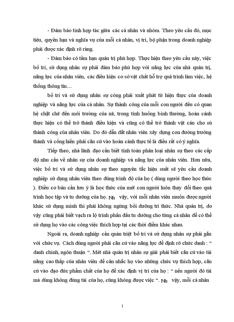 image for page Cải thiện công tác bố trí và sử dụng nhân sự tại công ty