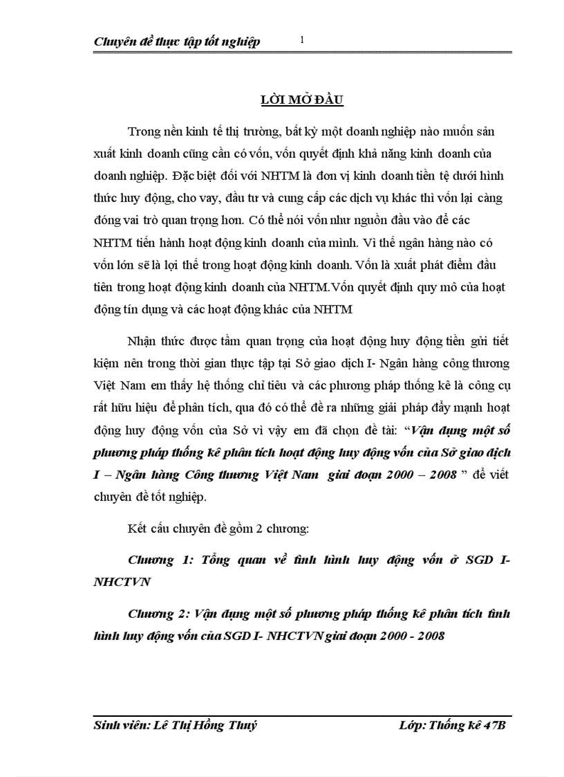 image for page Vận dụng một số phương pháp thống kê phân tích hoạt động huy động vốn của Sở giao dịch I Ngân hàng Công thương Việt Nam giai đoạn 2000 2008