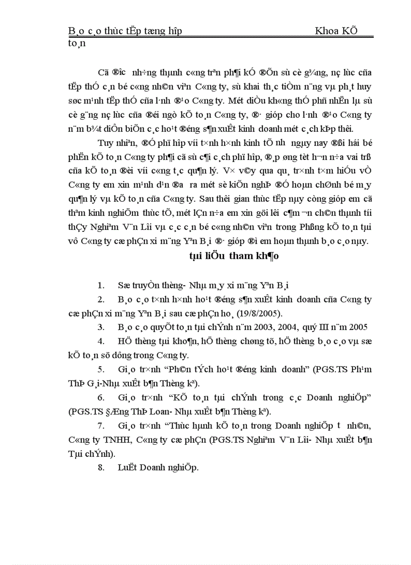 image for page Báo cáo thực tập tổng hợp tại Công ty cổ phần xi măng Yên Bái