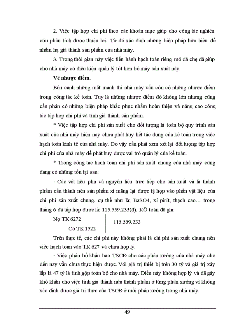 image for page Tình hình thực tế về công tác kế toán tập hợp chi phí sản xuất và tình giá thành sản phẩm ở Nhà máy xi măng Sông Đà thuộc công ty xây lắp vật tư vận tải Sông Đà 1